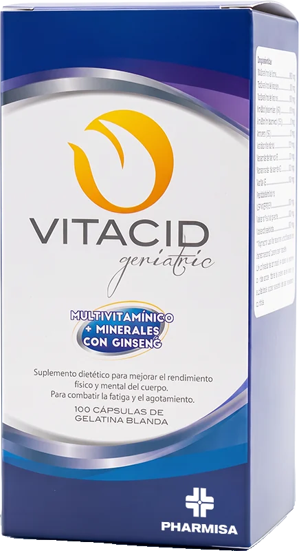 Frasco de Vitacid Geriatric, 100 cápsulas de gelatina blanda